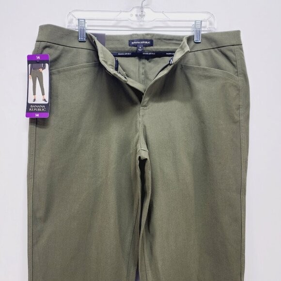 Banana Republic Cropped pants Womens High-Rise Straight-Leg  Olive Green Size 14 - Picture 9 of 13
